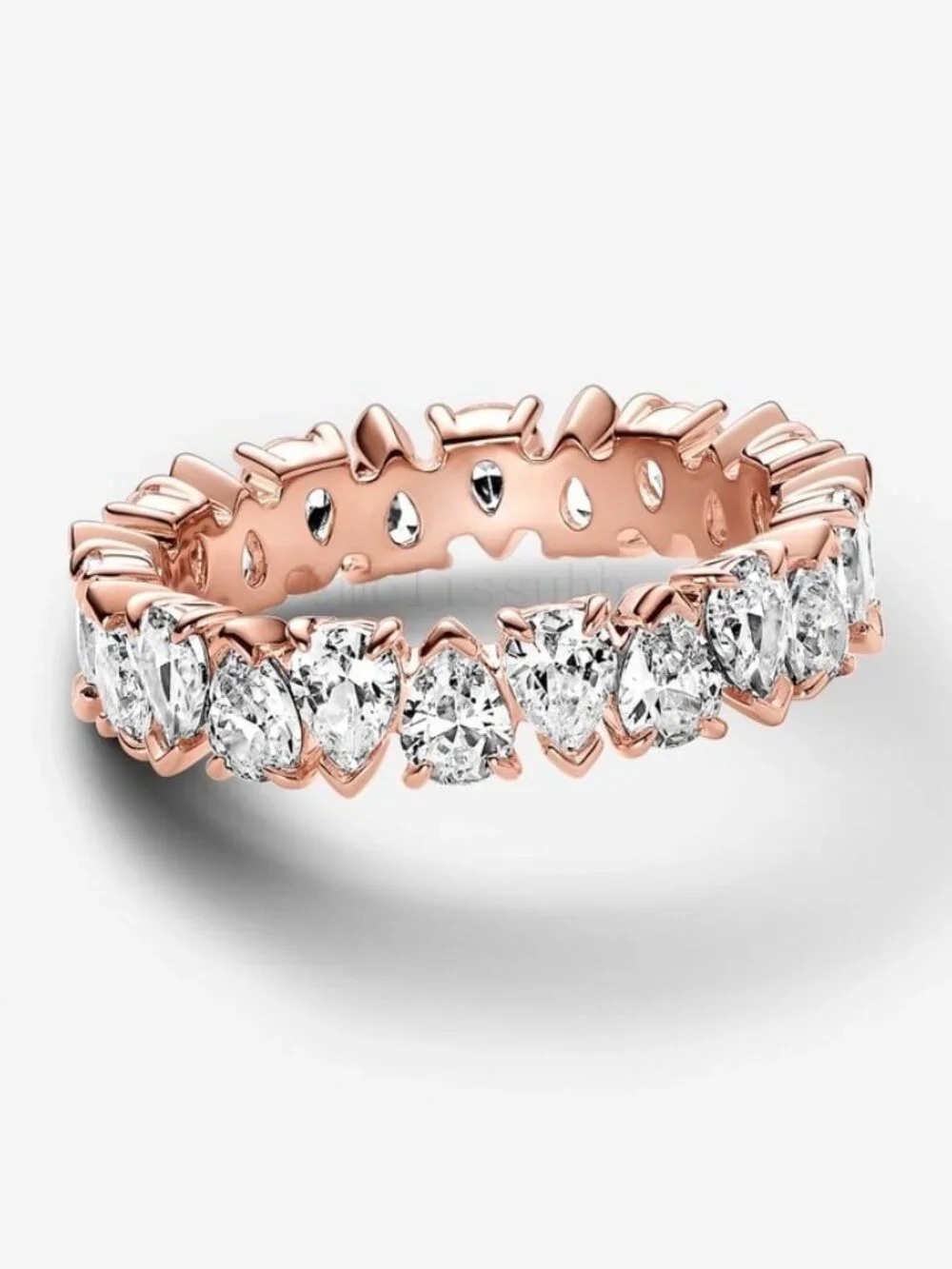Pandora Rose Gold Band with Pear and Round Clear Stones